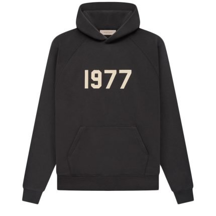 Essentials Pullover 1977 Black Iron Hoodie in front side