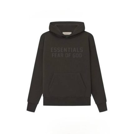 Essentials Wide Collection Off Black Hoodie in front side