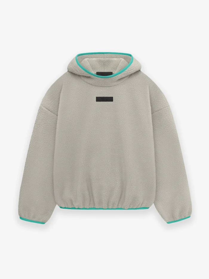 Essentials Polar Fleece Pullover Hoodie Gray front side