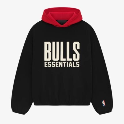 Essentials Bulls Hoodie - Black in front side