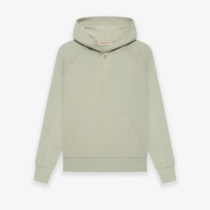 Essentials Kids Spring Waffle Henley Hoodie Seafoam in front side