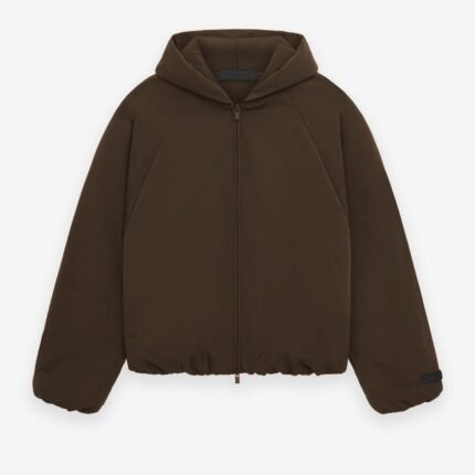 Essentials Military Nylon Hooded Bomber Brown