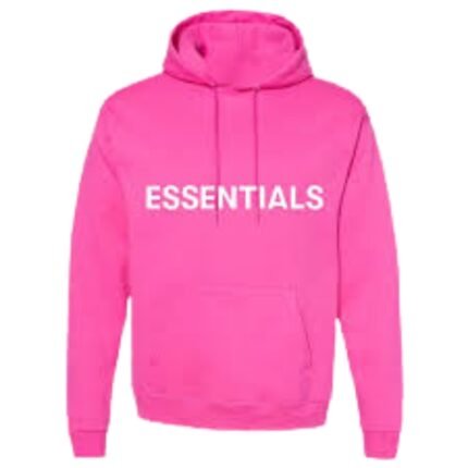 Womens Pink Essentials Pullover Hoodie in front side